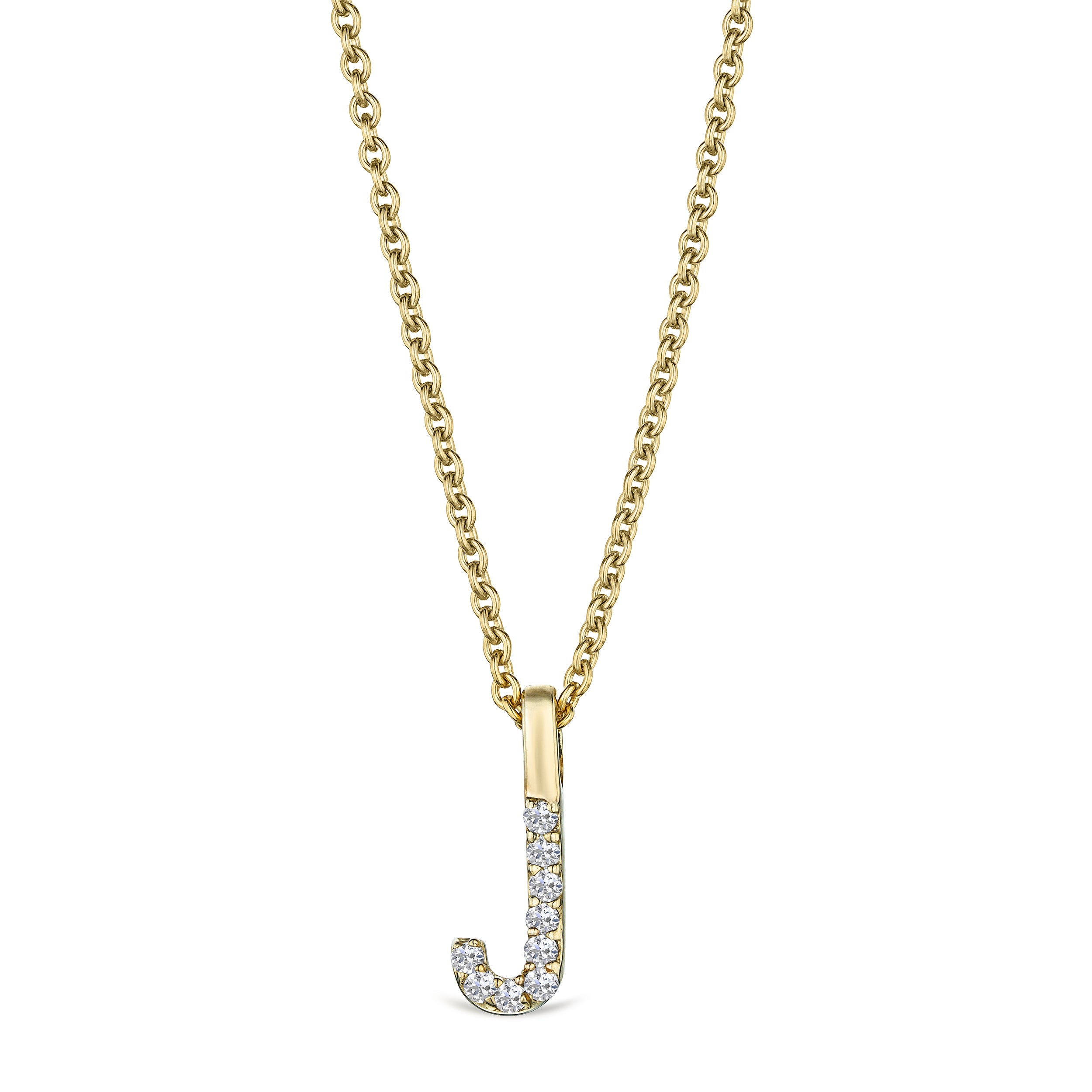 Love Letter Initial J Lab Diamond Necklace set in 9K Yellow Gold
